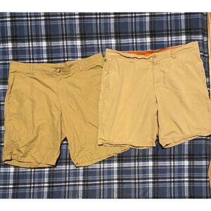 Lot of 2 Columbia Men's Khaki Cargo Shorts Size‎ 38W 10L Outdoor Casual